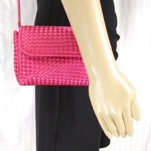 BLOOMINGDALE'S Vintage Pink Woven Satin Mini Bag Like New